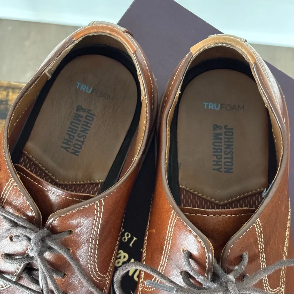 Johnston & Murphy Upton Plain Toe Men's Tan Leather Shoes Size 10